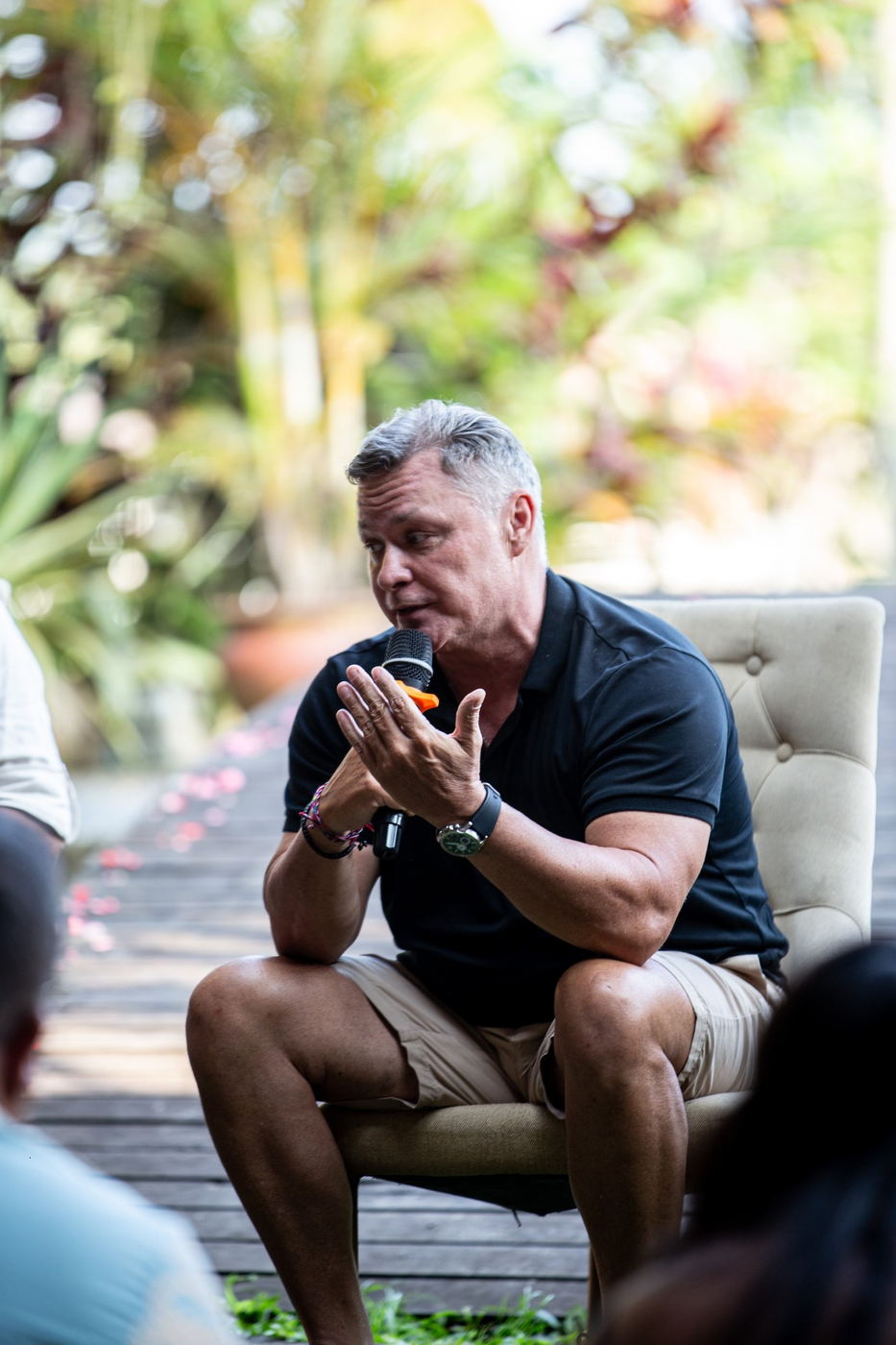 Shane Bowen speaking at the salon